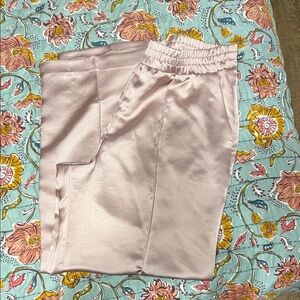 Express Satin Wide Leg Pants in Light Pink